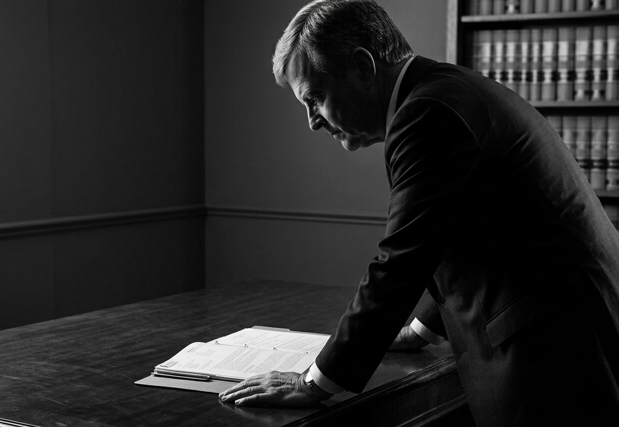 Keith Wier reviewing legal documents